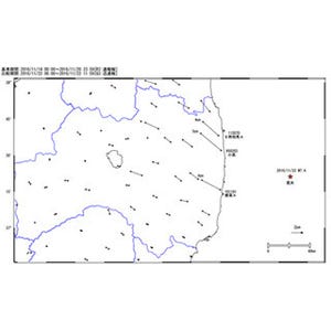 福島県沿岸部が北西に5センチ動く 22日の地震