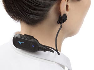 ミズノ、耳たぶに装着する脈拍計「MiKuHa」のプロトタイプ