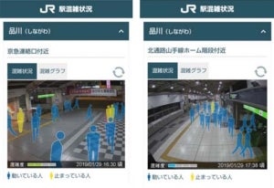 JR東日本、駅の混雑情報をリアルタイムでWeb/アプリで提供 - 12日から新宿駅、品川駅、舞浜駅