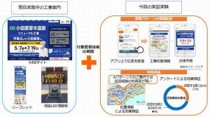 NEXCO中日本とKDDI、スマホを活用して工事情報を提供する実証実験