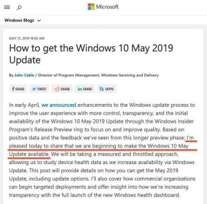 Microsoft、Windows 10大型アップデート「May 2019 Update」提供開始