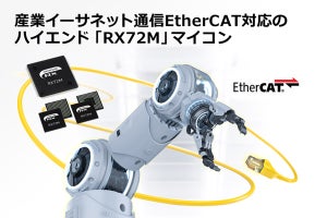 ルネサス、EtherCAT通信機能を搭載した32ビットマイコン「RX72M」を発表