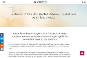 9月マルウェアランキング、アップデート続ける「Trickbot」1位に返り咲き