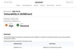 QNAP QUSBCam2に重要な脆弱性、アップデートを