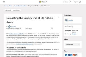 Azure上のCentOSユーザーに対して別OSへの移行呼びかけ、Microsoft