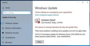 Windowsの更新プログラムKB5035849でインストールできない問題が発生中か
