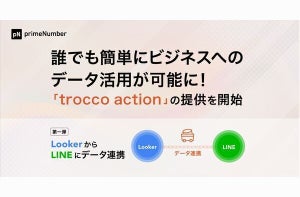 primeNumber、データのビジネス活用を支援するサービス「trocco action」