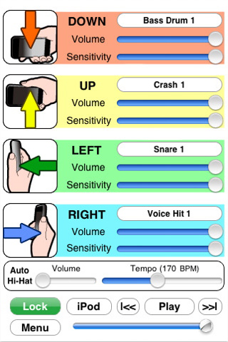 iPhoneを振ってドラム演奏 -楽器アプリ「モーションドラム」最新版登場