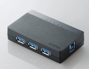 エレコム、4ポートのバスパワー専用USB 3.0ハブ