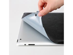 サンワダイレクト、iPad 2の背面をカバーする再剥離可能な革風保護シート