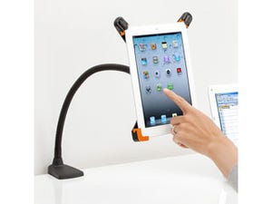 サンワダイレクト、iPad/iPad 2を机上に固定できるアームタイプのスタンド