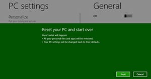 Windows 8、PC不調を解決する最後の手段"リセット"が身近に