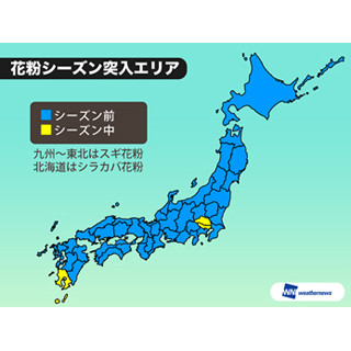 東京都・埼玉県・鹿児島県、全国で最も早く"花粉シーズン"に突入