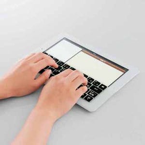 エレコム、iPadのソフトキーボード画面に乗せて打鍵感を出す補助キーボード