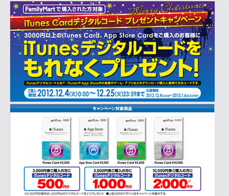 Itunes Cardが割安で買える ファミリーマートがキャンペーンを実施 マイナビニュース