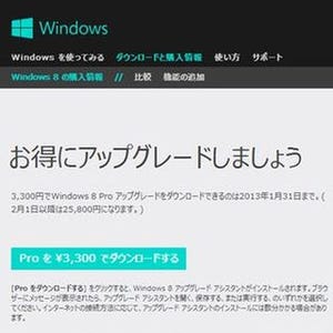 Windows 8 アップグレード版、まだ3,300円でDL可能 - 日本時間14時00分現在