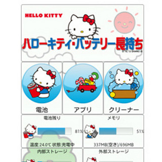 BIGLOBE、スマホ節電アプリ「ハローキティ・バッテリー長持ち」を提供