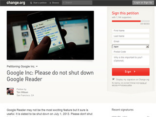 Google Reader終了宣言でサービス継続求める署名運動もスタート