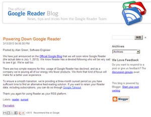 Google、RSSリーダー「Google Reader」の提供を2013年7月1日で終了へ
