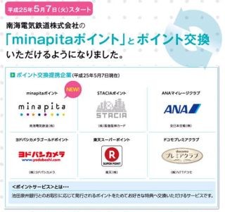 池田泉州銀行、南海電鉄の「minapitaポイント」とのポイント交換を開始