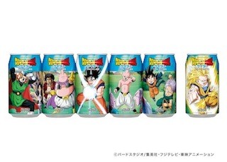 ダイドーからドラゴンボールのサイダー缶登場 -つなげると1つのイラストに