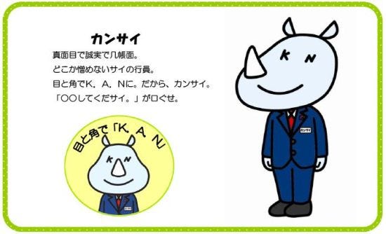 関西アーバン銀行のイメージキャラクターに サイの行員 カンサイ