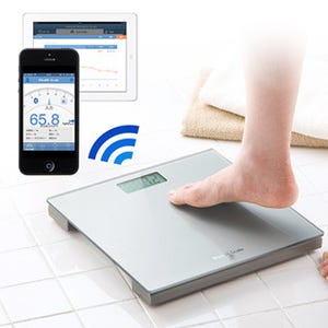 サンワダイレクト、iPhone/iPadと連携して体重を記録するBluetooth体重計