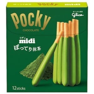 江崎グリコ、ミディアムサイズのポッキー「ぽってり抹茶」発売
