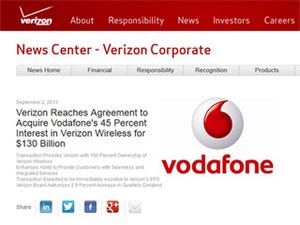 米VerizonがVerizon Wirelessを完全子会社化 - 買収額1300億ドルに