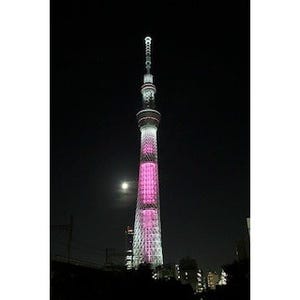 東京スカイツリーがピンク色に! -乳がん早期発見を支援「ピンクリボン」