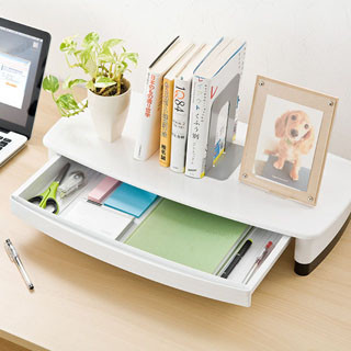 サンワダイレクトから高さ調節できるモニタ台、引き出し付きモデルも