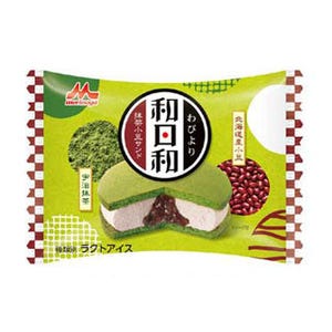 森永乳業「和日和-わびより-抹茶小豆サンド」発売。和素材のクッキーアイス