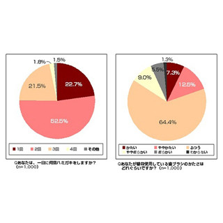 歯ブラシの回数、1日2回が平均。49%の人が歯に痛みを感じた原因は?