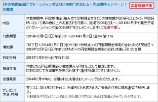 ソニー銀行、冬の特別企画第5弾--グリーンジャンボ宝くじ100枚が当たる円定期