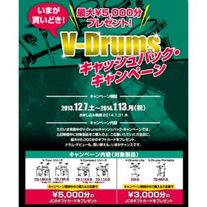 「Vドラム」シリーズ購入者にギフトカードをプレゼントするキャンペーン