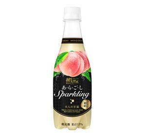 桃の天然水から、濃厚な果汁感の炭酸飲料「あ・ら・ご・しスパークリング」