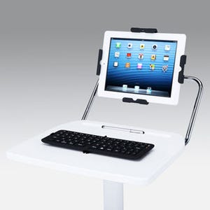 サンワサプライ、iPad/タブレット用のキャスター付き大型スタンド