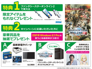 PSO2用アイテム3種がもれなくプレゼント、4社合同Win 8.1購入キャンペーン