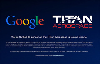 米Google、無人飛行機メーカーのTitan Aerospaceを買収