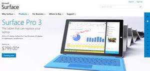 米Microsoft公式サイトで「Surface Pro 3」の製品ページ公開
