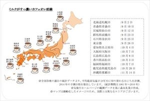 東京都に9月26日"カフェオレ前線"が到来!? コーヒーの飲み頃はこの日から