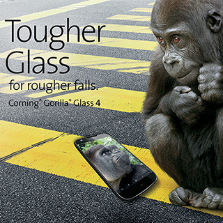 米Corning「Gorilla Glass 4」発表、デバイス落下時の耐損傷性が向上