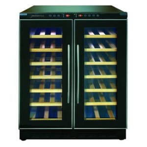 デバイスタイル、個別に温度設定できる2つの保冷室を備えたワインセラー