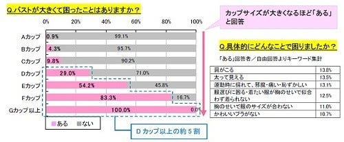 Dカップ以上の女性の5割が バストが大きくて困ったことがある と回答 マイナビニュース