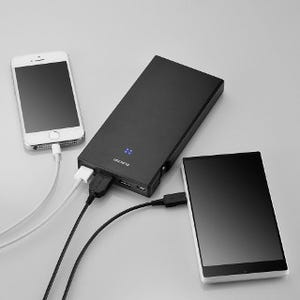 エレコム、端末3台を同時に充電できるモバイルバッテリー - iPhoneにも対応