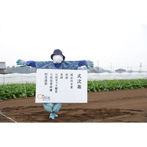 オイシックス、千葉の畑で入社式開催 - スーツ姿で収穫作業も