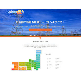 電気代を比べて削減! 新電力会社の比較サービスサイト「みんなの電力」開設