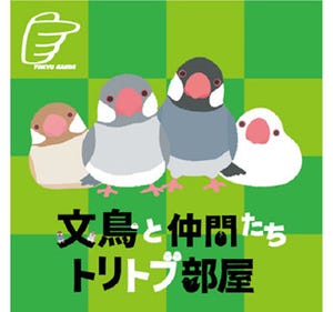 東京都・池袋で開催中の「文鳥と仲間たち展」に、ことりカフェ登場
