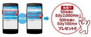 楽天Edyアプリリニューアル、クレカチャージ設定でEdyが当たるキャンペーン