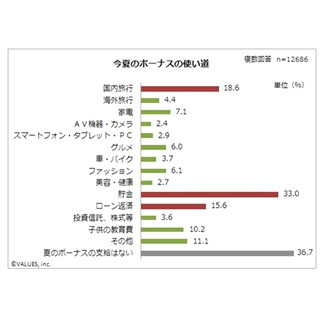 今夏のボーナスの使い道、就業者と専業主婦の違いは?